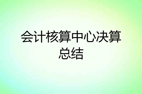 会计核算中心决算总结
