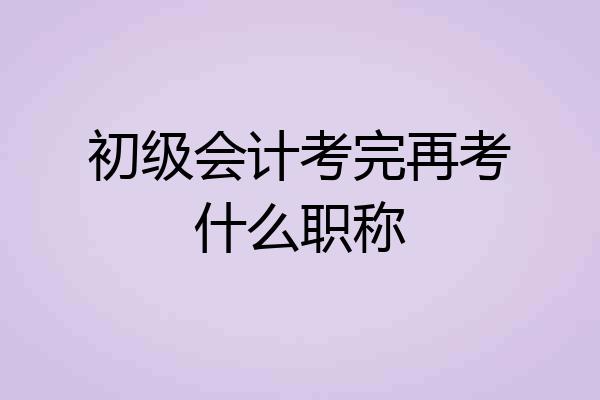 初级会计考完再考什么职称