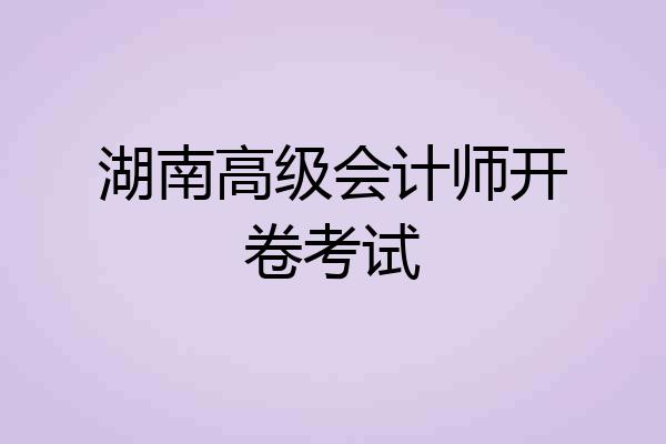湖南高级会计师开卷考试