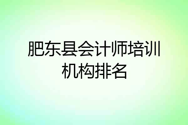 肥东县会计师培训机构排名