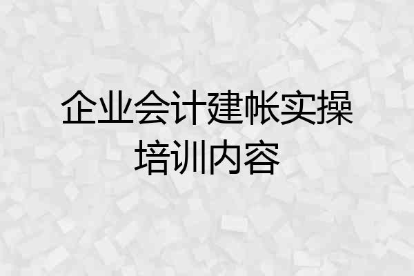 企业会计建帐实操培训内容