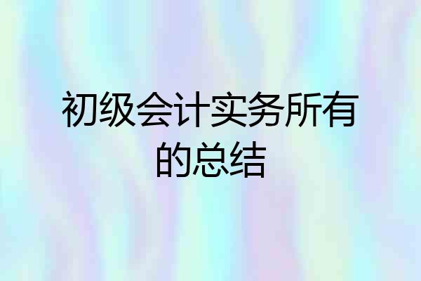 初级会计实务所有的总结