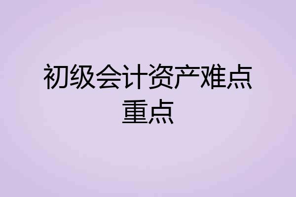 初级会计资产难点重点