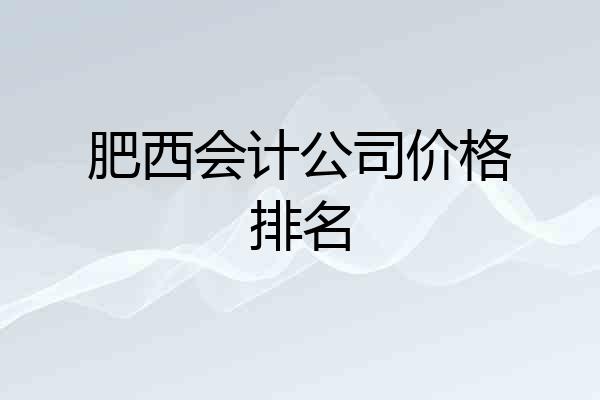 肥西会计公司价格排名