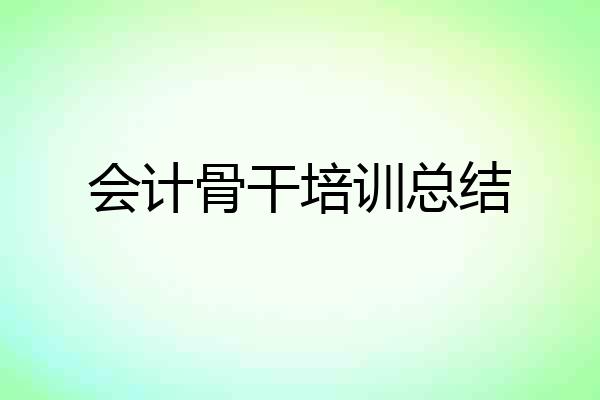 会计骨干培训总结
