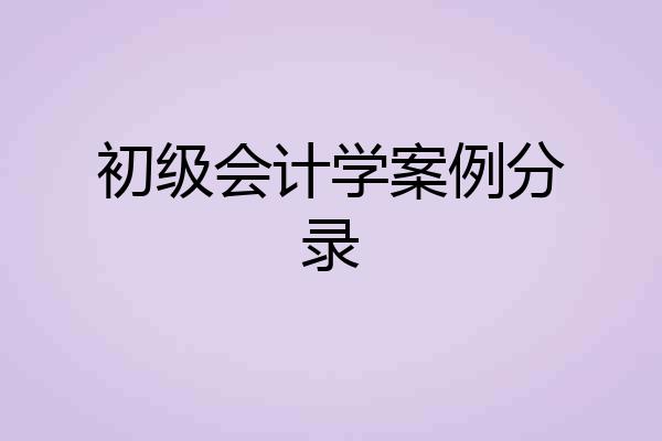 初级会计学案例分录