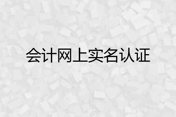 会计网上实名认证
