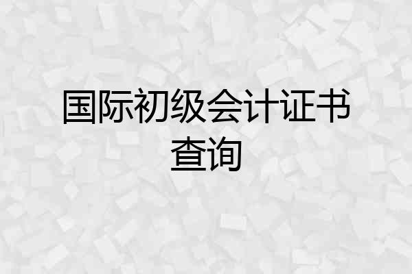 国际初级会计证书查询