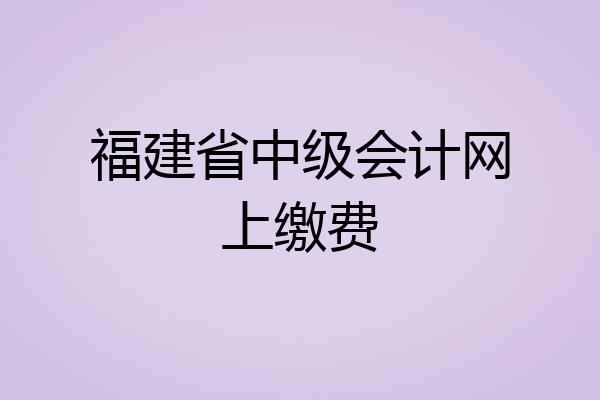 福建省中级会计网上缴费