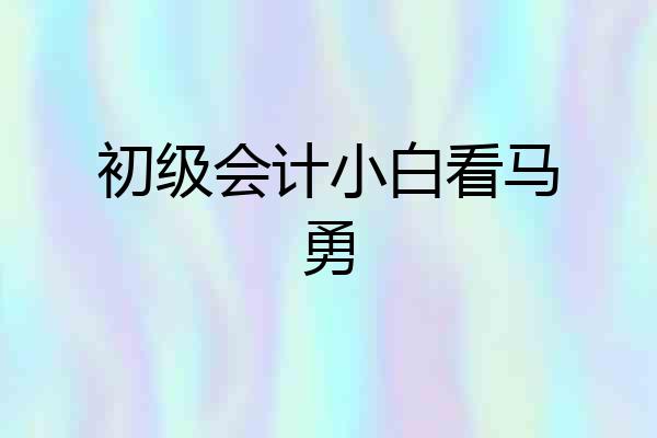 初级会计小白看马勇