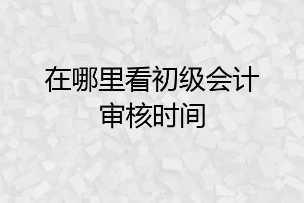 在哪里看初级会计审核时间