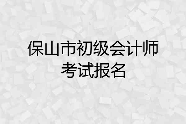 保山市初级会计师考试报名