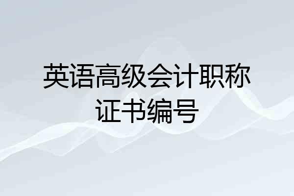 英语高级会计职称证书编号
