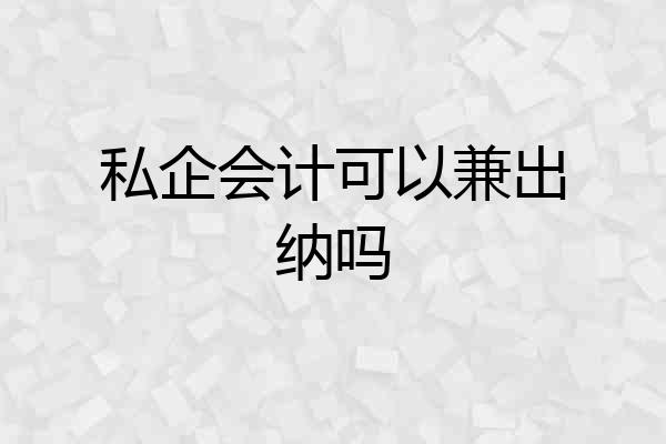 私企会计可以兼出纳吗