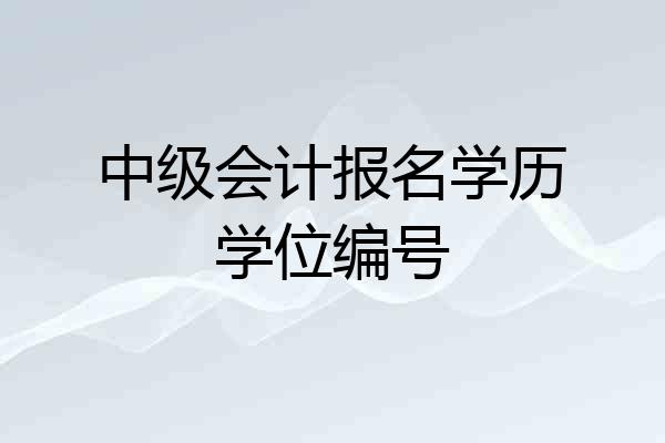 中级会计报名学历学位编号