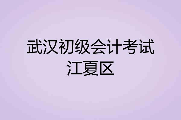 武汉初级会计考试江夏区