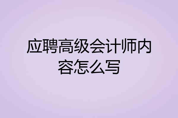 应聘高级会计师内容怎么写
