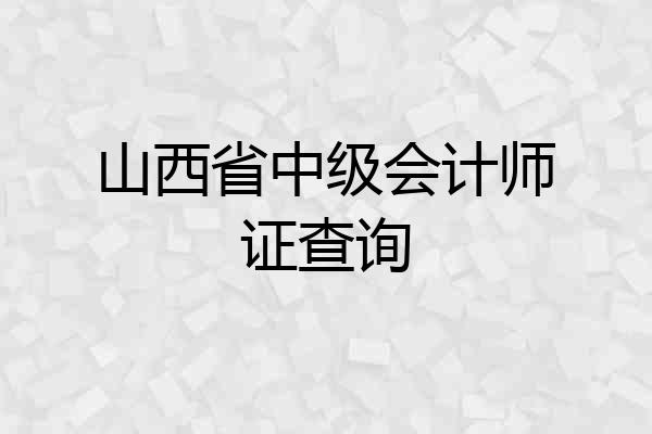 山西省中级会计师证查询