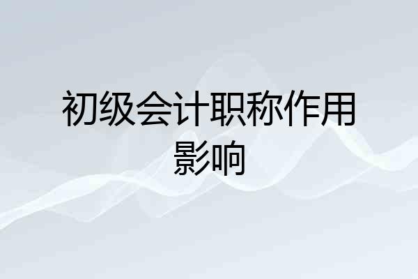 初级会计职称作用影响