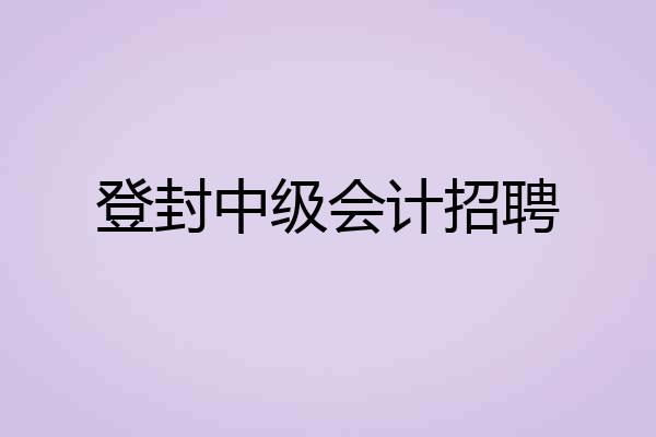 登封中级会计招聘