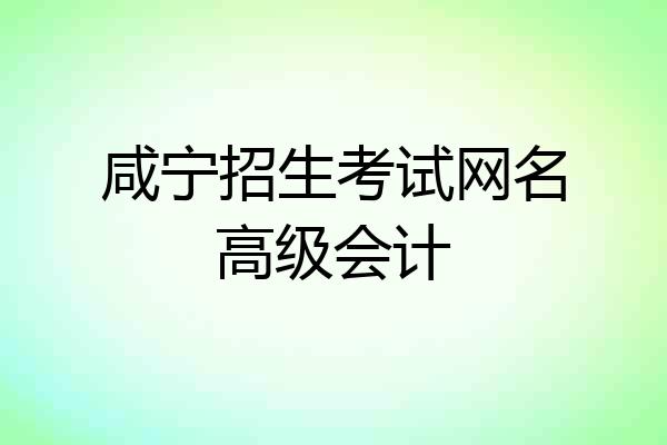 咸宁招生考试网名高级会计