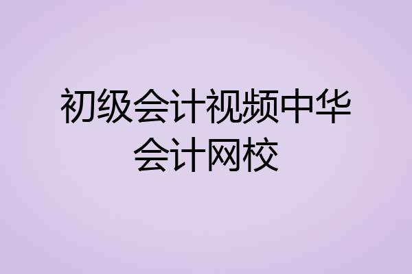初级会计视频中华会计网校