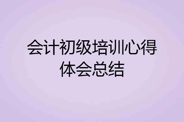 会计初级培训心得体会总结