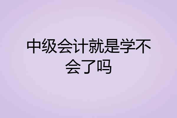 中级会计就是学不会了吗