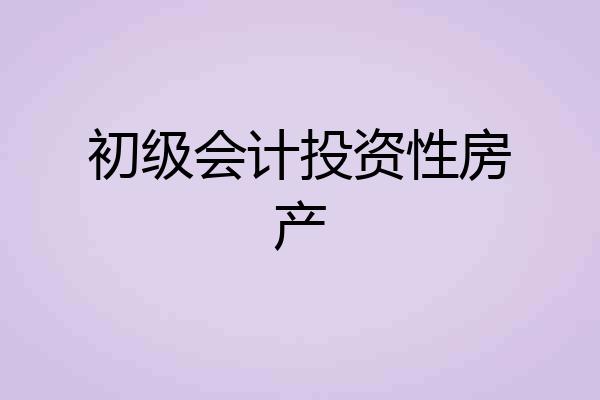 初级会计投资性房产