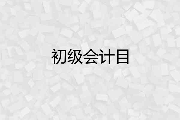 初级会计目