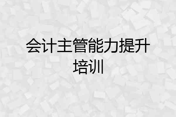 会计主管能力提升培训