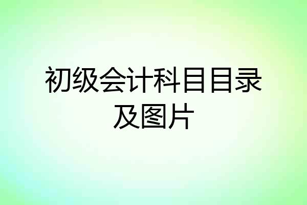 初级会计科目目录及图片