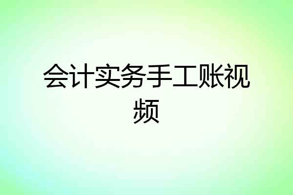 会计实务手工账视频