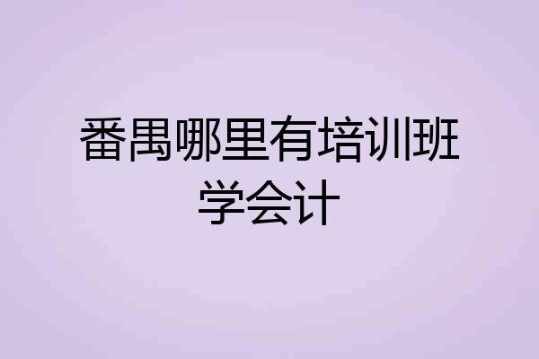 番禺哪里有培训班学会计
