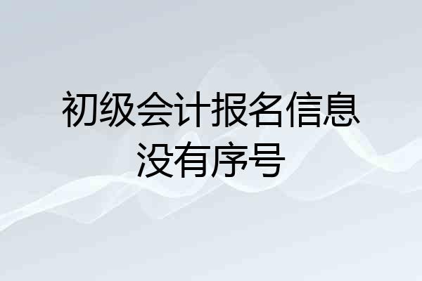 初级会计报名信息没有序号