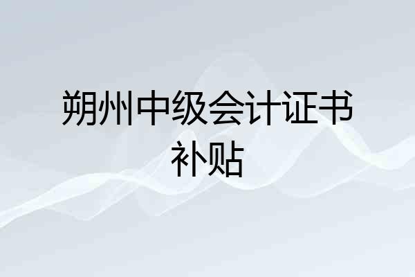 朔州中级会计证书补贴