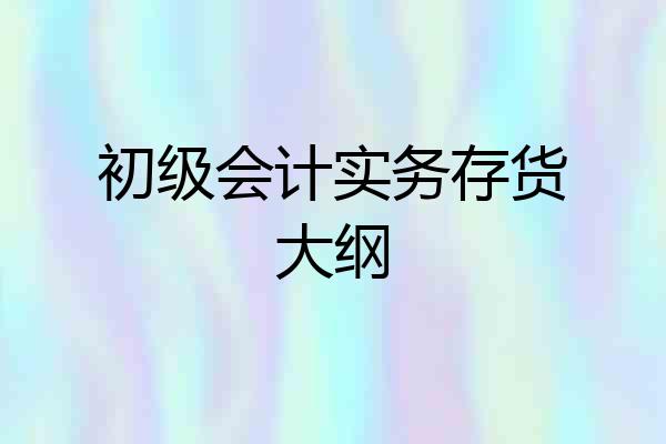 初级会计实务存货大纲