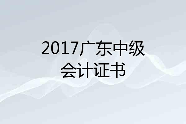 2017广东中级会计证书