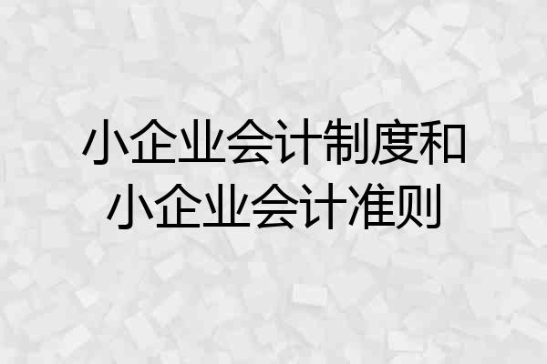 小企业会计制度和小企业会计准则