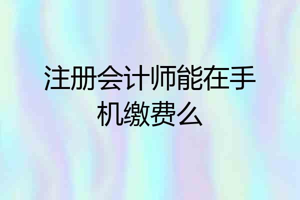 注册会计师能在手机缴费么