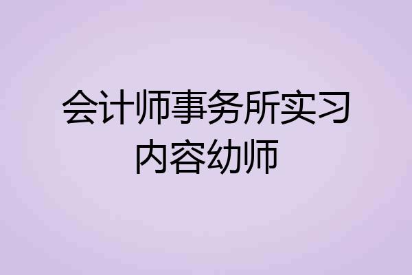 会计师事务所实习内容幼师