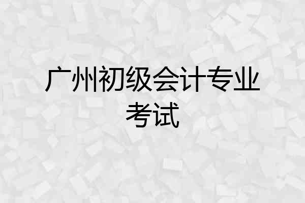 广州初级会计专业考试