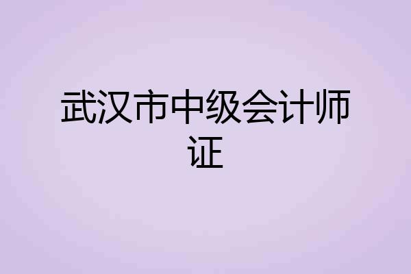 武汉市中级会计师证