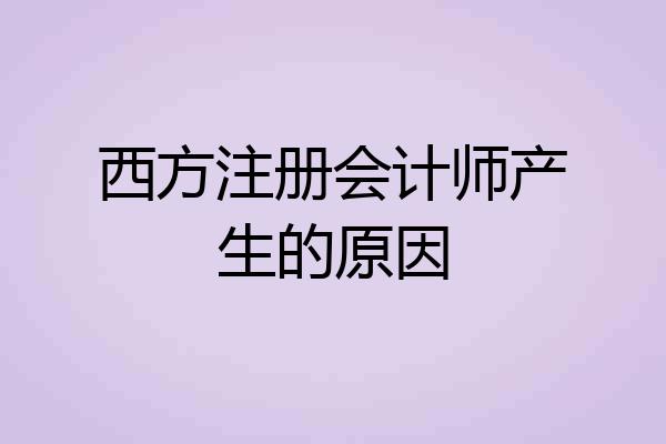 西方注册会计师产生的原因