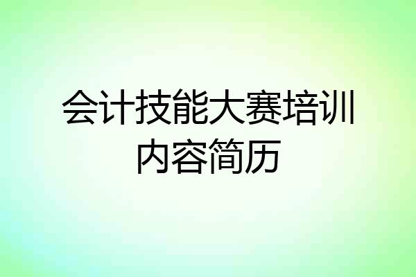会计技能大赛培训内容简历