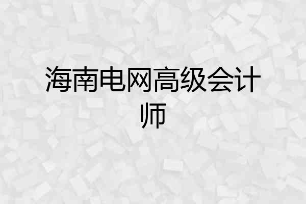 海南电网高级会计师