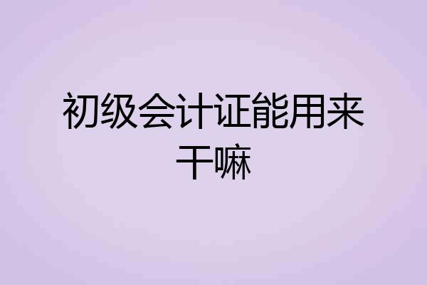 初级会计证能用来干嘛