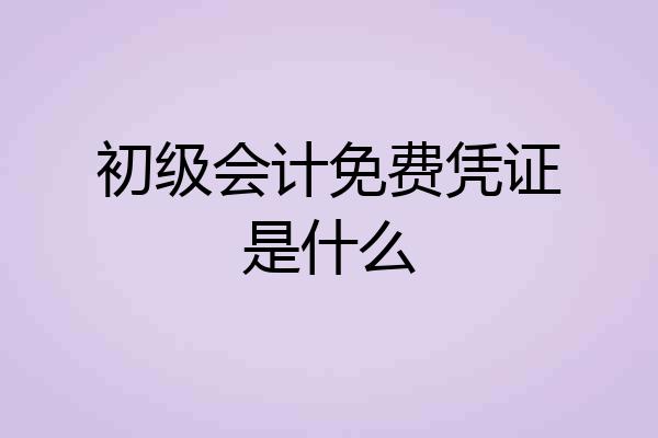 初级会计免费凭证是什么