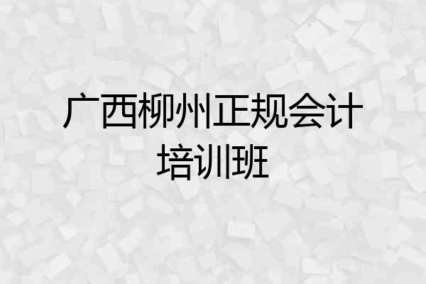 广西柳州正规会计培训班