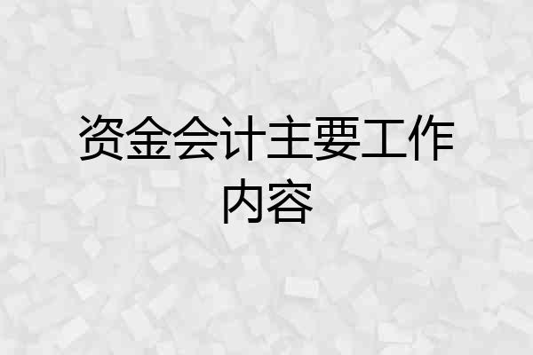 资金会计主要工作内容